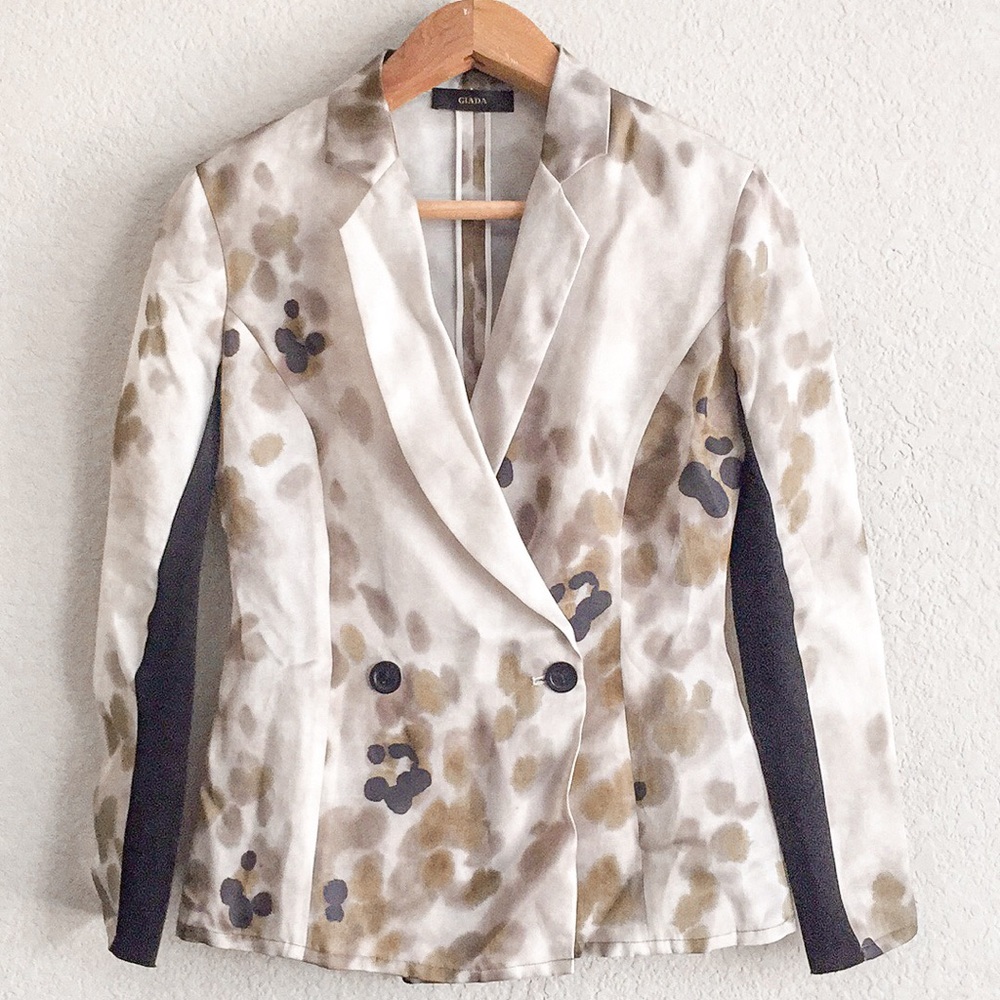 Giada 100% Silk Printed Blazer, Size 40